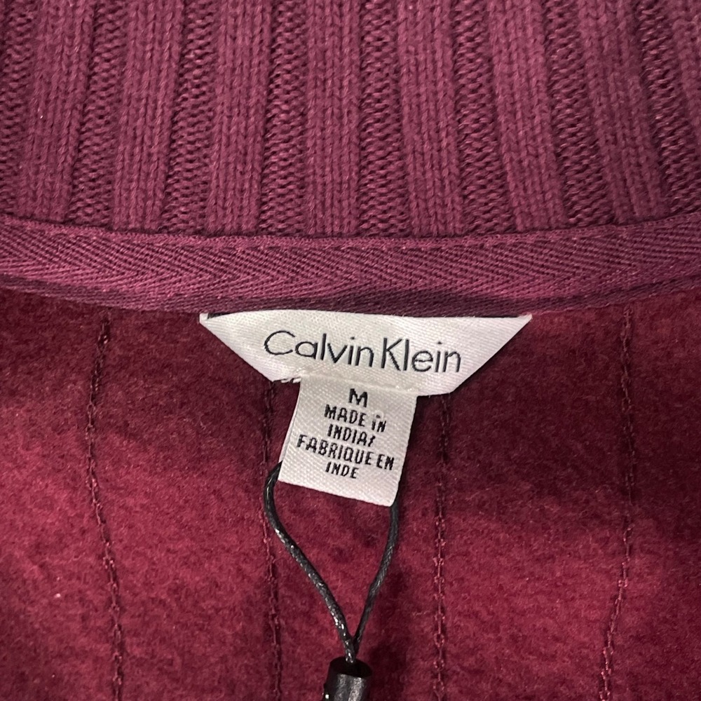 Calvin‎ Klein Bomber Jacket Womens Medium Burgundy Full Zip Rib Knit NWT - Picture 3 of 8